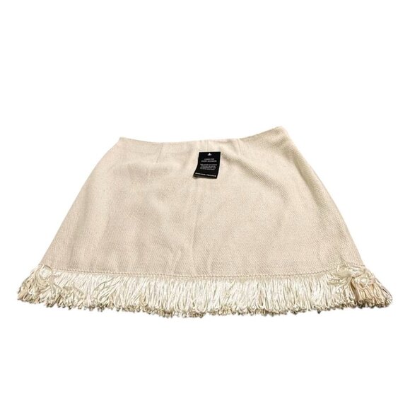 Boston Proper NWT Floral Embroidered Raffia Fringe Mini Skirt size 16 - Picture 11 of 16